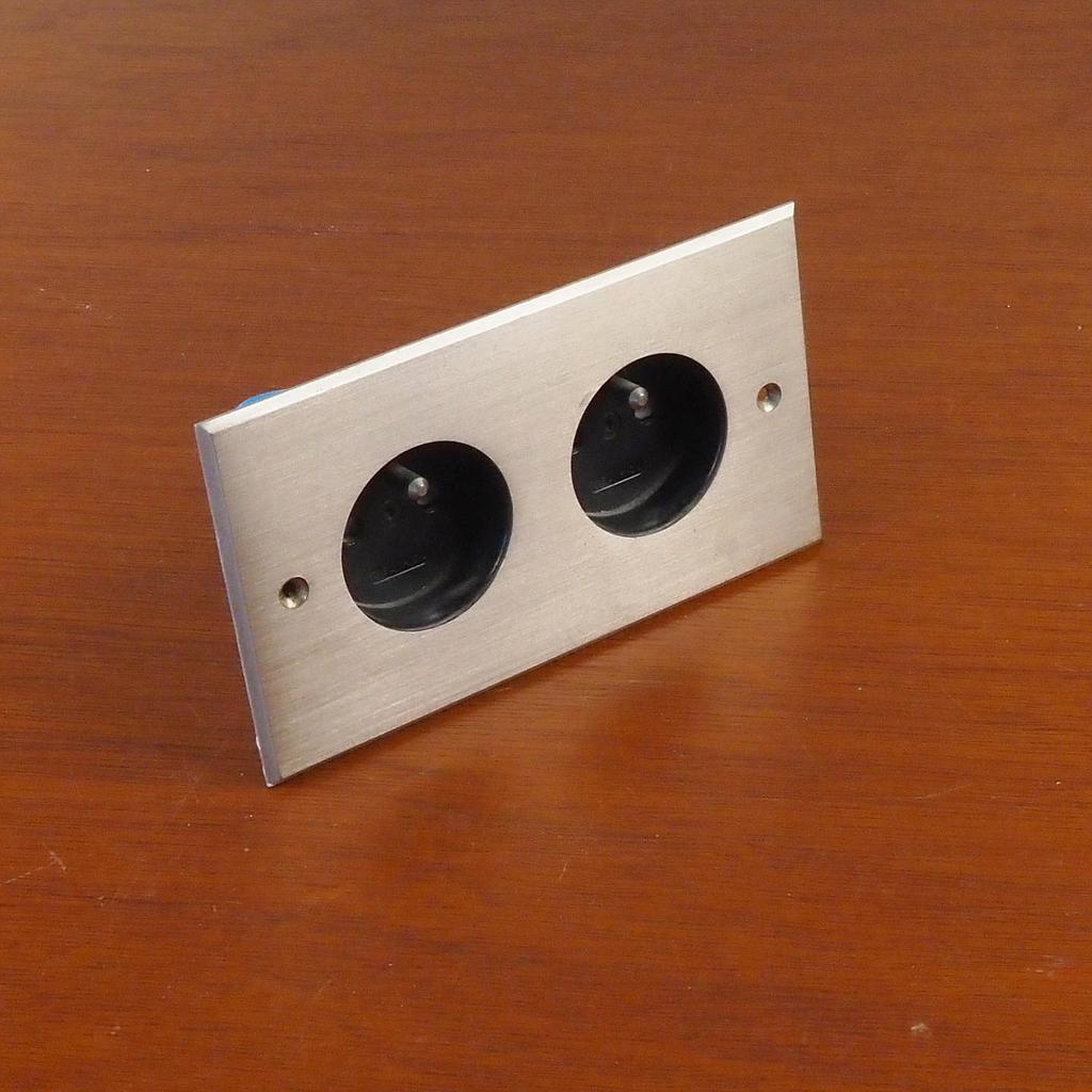 [999TEC032] Double electric socket in solid brass by Meljac