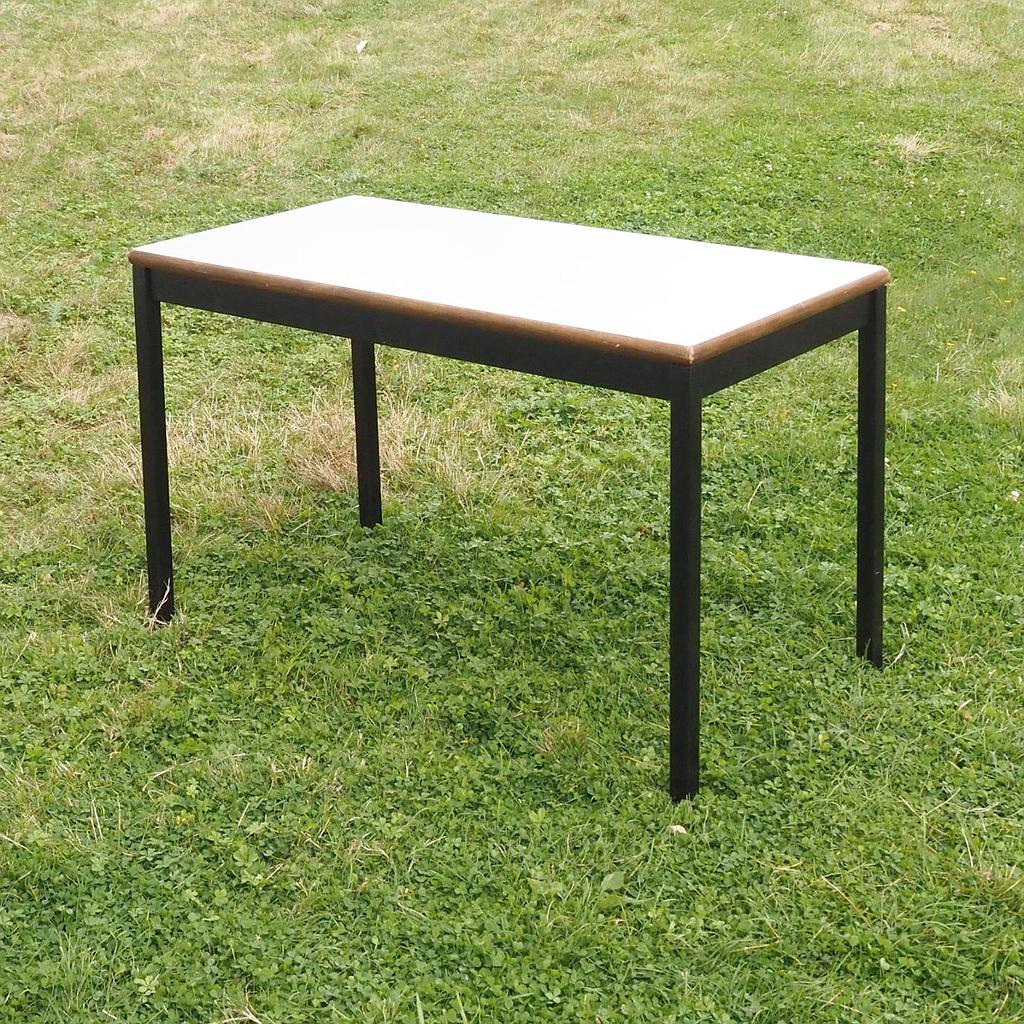 Table with off-white laminated tabletop and steel base from KU Leuven (120 x 60 cm)