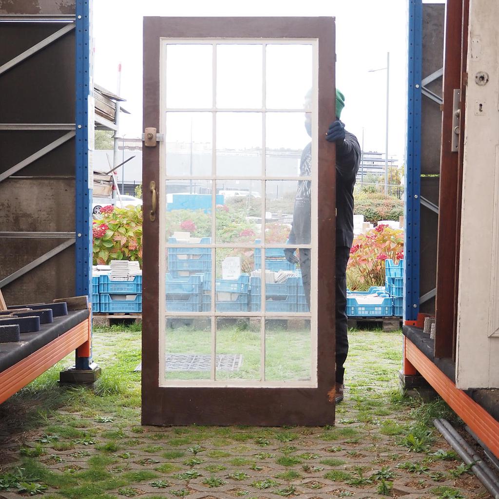 [999DOP997] Wooden door with glass panels (H. 201 cm x W. 95,5 cm) - Right