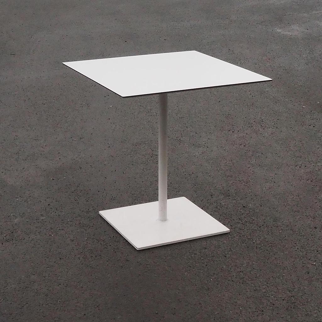Square table with laminated tabletop and steel leg (69 x 69 cm)