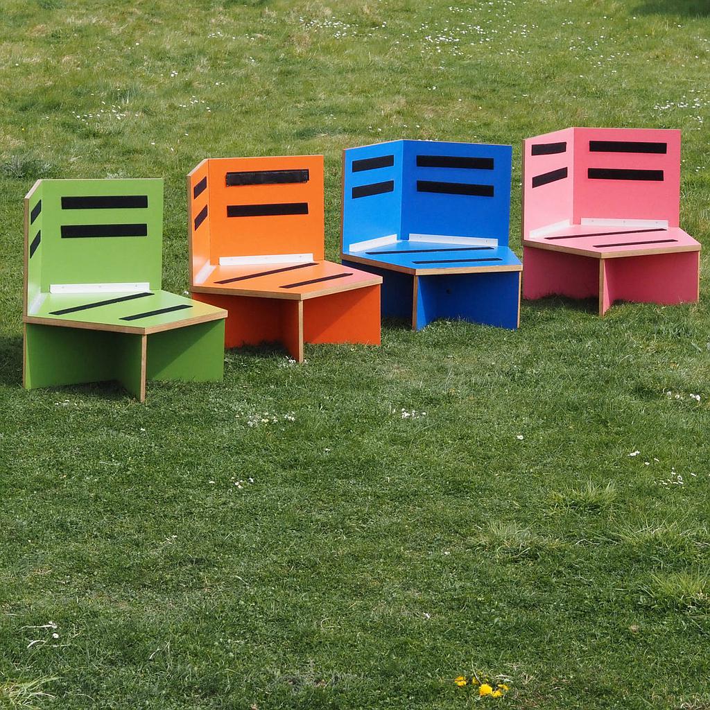 Seating structure by B-architecten from the Muntpunt library (various colors)