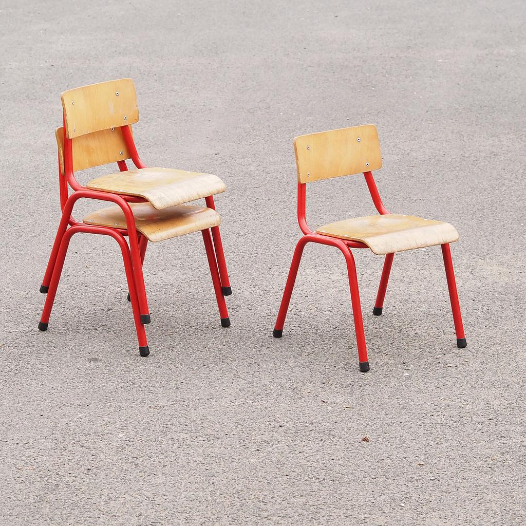[999FUR1448] Stackable school chair with red tubular steel legs