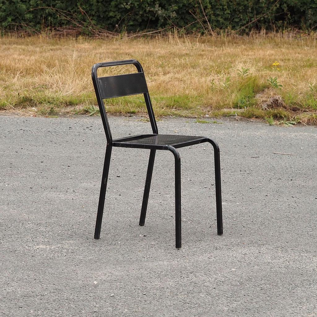 Stackable outdoor chair 'CH–07 A' in black square tubular steel by Ateliers J&amp;J ju