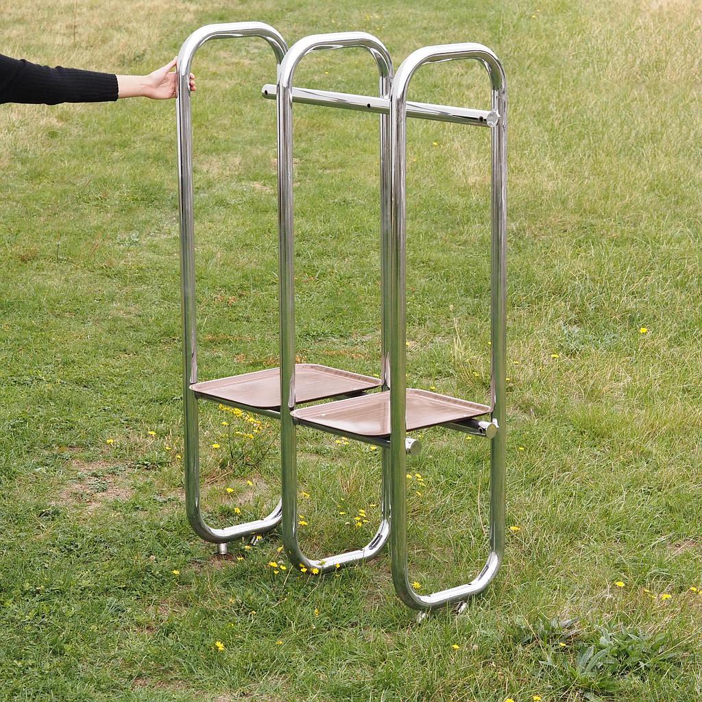 [230FUR010] Tray rack in chromed tubular steel by Christophe Gevers from the Générale de Banque