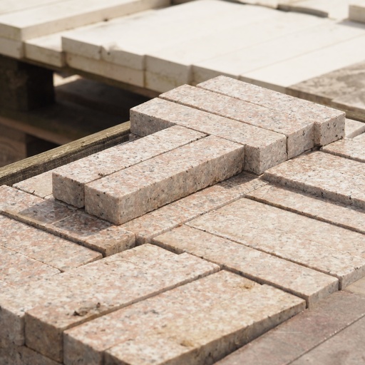 Pavers cut from reclaimed stone slabs (various natural stones)