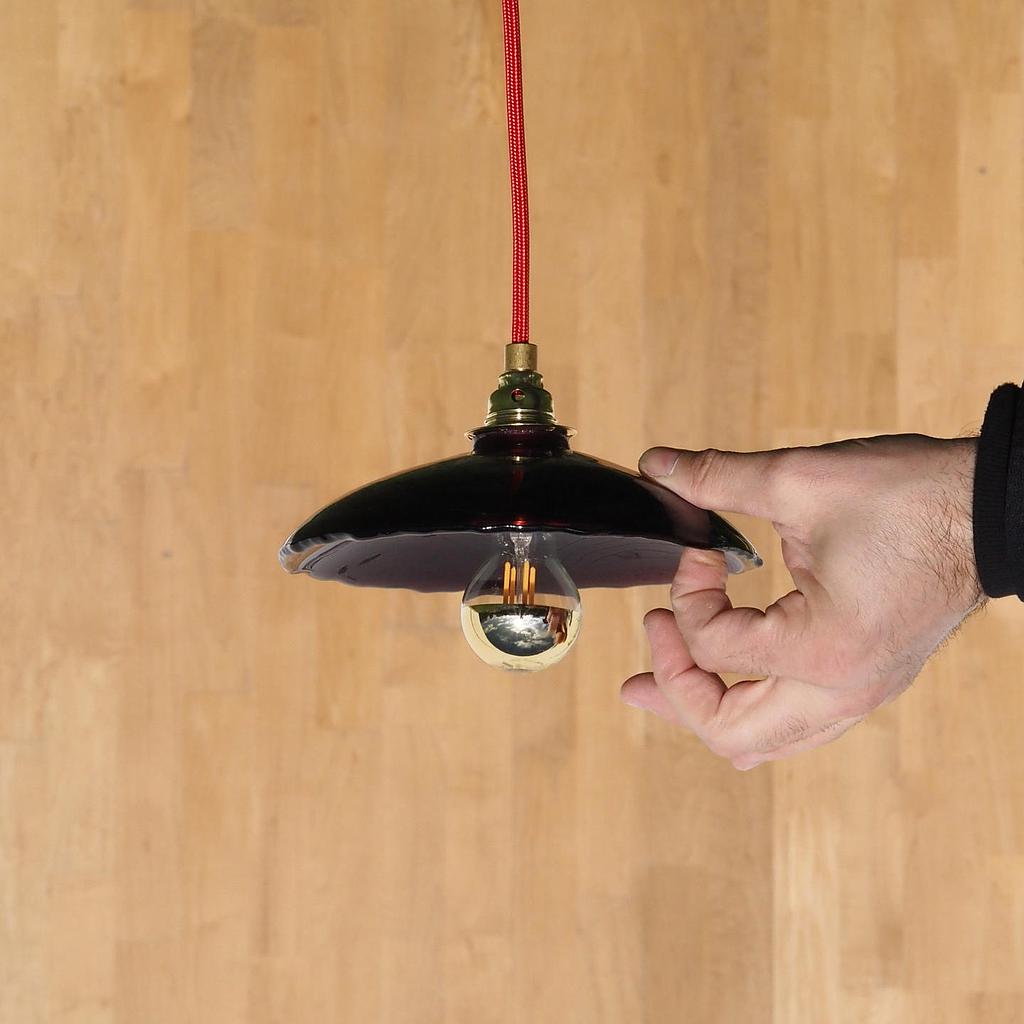 [334LIG008] Hanging light 'Eva' in opaline glass - Clear purple