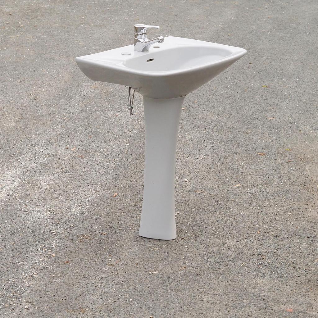 [999SAN1041] Pedestal bathroom sink in grey glazed ceramic by Vitrilux