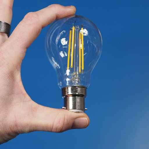 [4099854463853] Bulb - LEDVANCE Classic LED B22d Pear A60 Clear 5.9W 806lm 2700K, Dimmable (New)