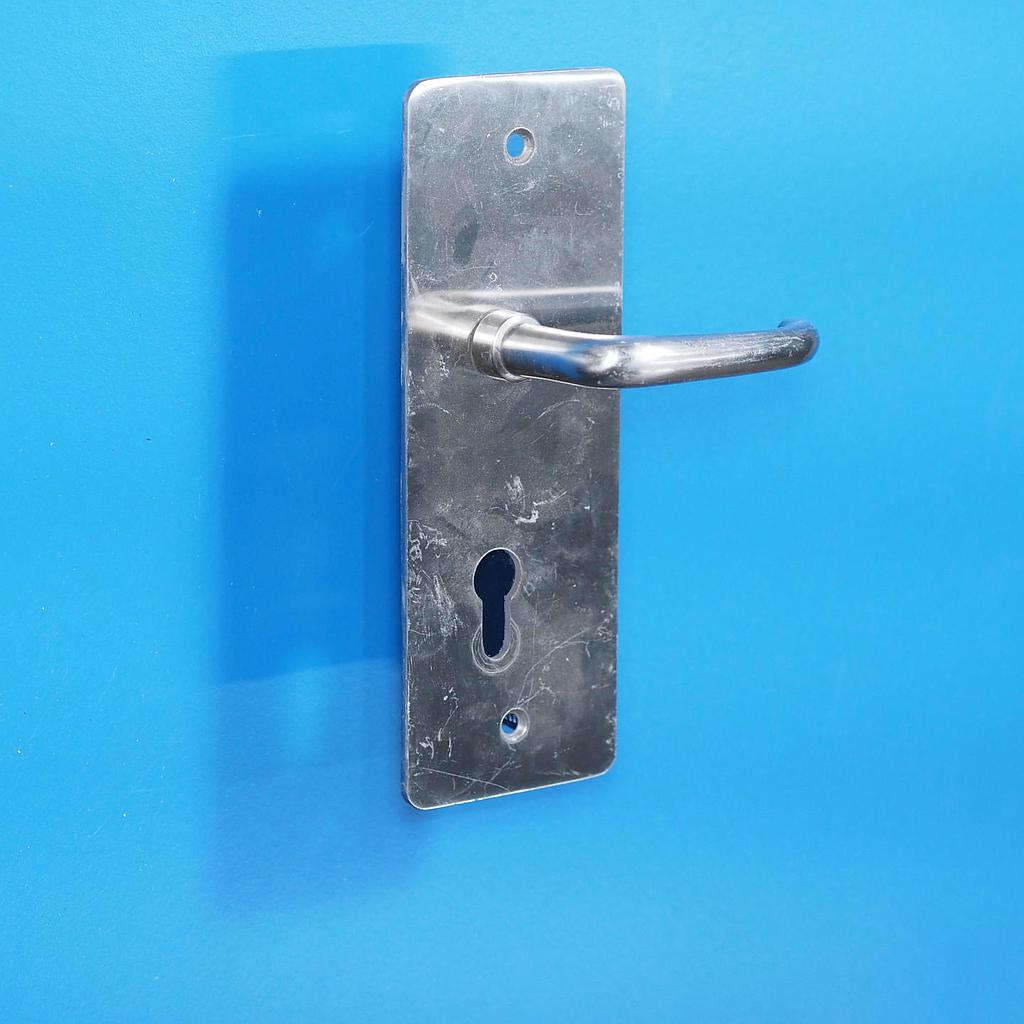 [005HAR249] Single door handle with key and fixing holes in chrome-plated brass from the Générale de Banque - 2 fixing holes (Right)