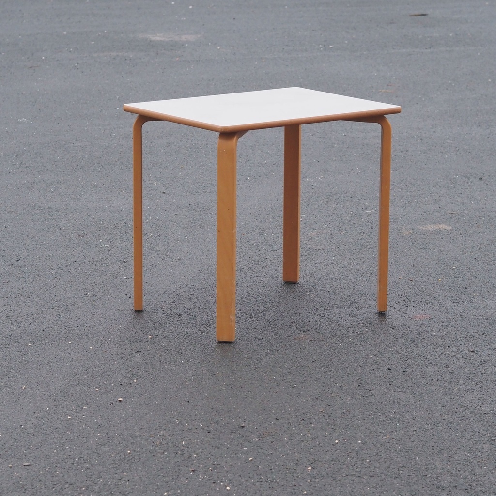 [999FUR1470] Rectangular table with beech legs and white laminated tabletop