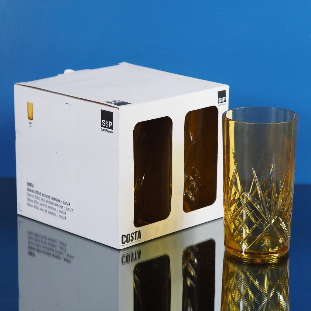 [801285] Set of 4 drinking glasses 'Costa' by Salt&Pepper (65 cl) - Acrylic amber