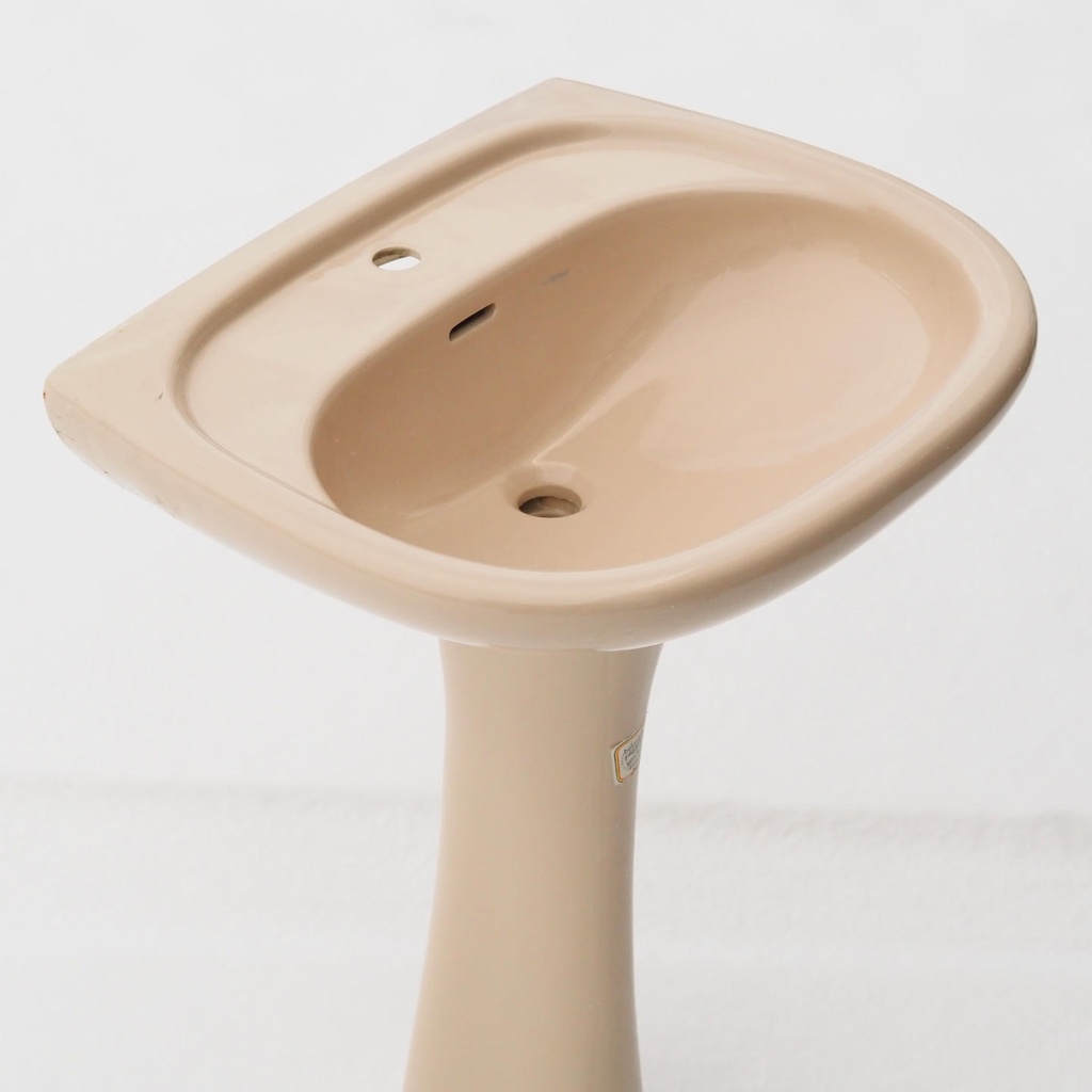 [237SAN008] Pedestal bathroom sink in glazed porcelain by Sphinx - Light camel