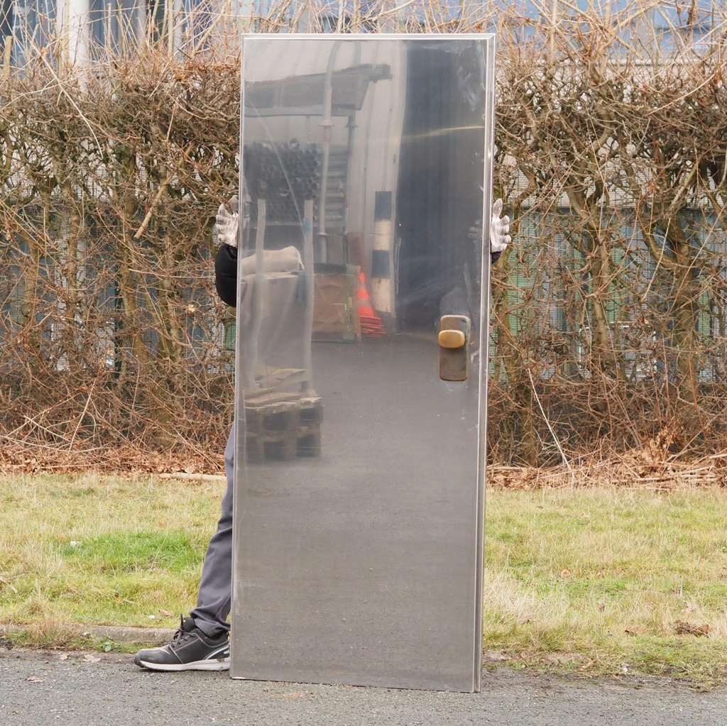 [005DOP017] Door in stainless steel with bronze door handles by Jules Wabbes (H. 200 x 79 cm) - Left