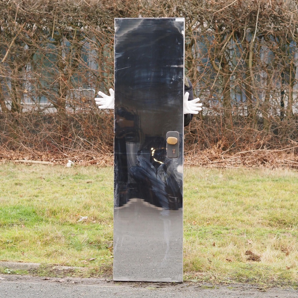 [005DOP028] Door in stainless steel with bronze door handles by Jules Wabbes (H. 189 x 52,8 cm) - Right