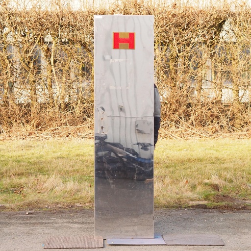 [005DOP037] Service door in stainless steel from the Générale de Banque (H. 198 x 53 cm) - Left