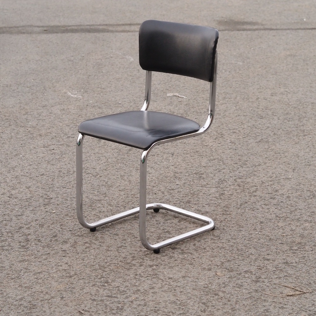 [999FUR1486] Cantilever chair by Tubax - Black synthetic leather