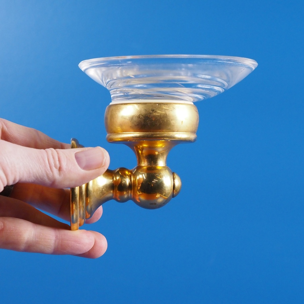[999SAN1055] Soap holder in clear glass and brass