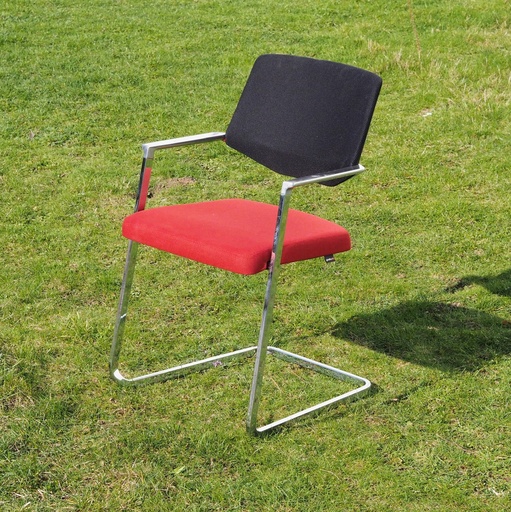 [999SAN1057] Stackable cantilever chair by Giroflex - Black / Red