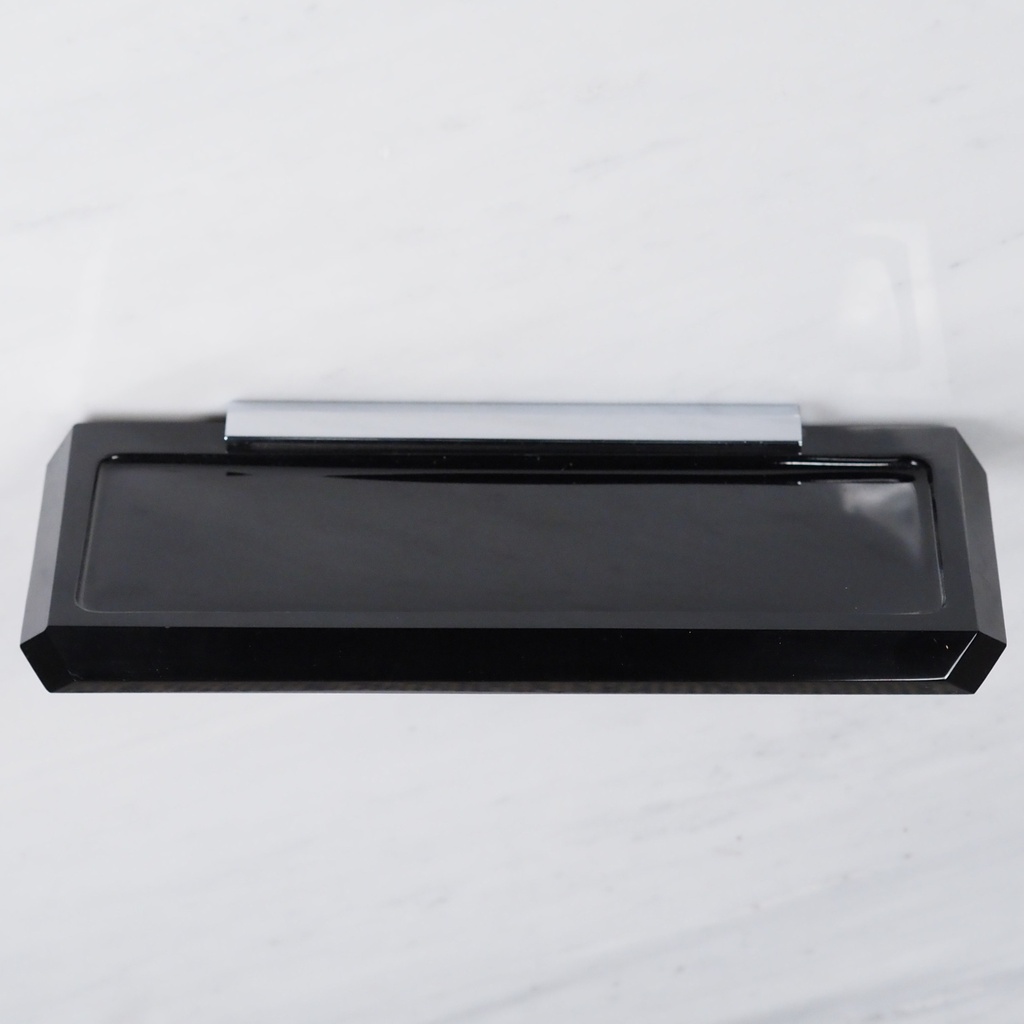 [239SAN013] Bathroom wall shelf in pressed glass by Inda - Opaque black