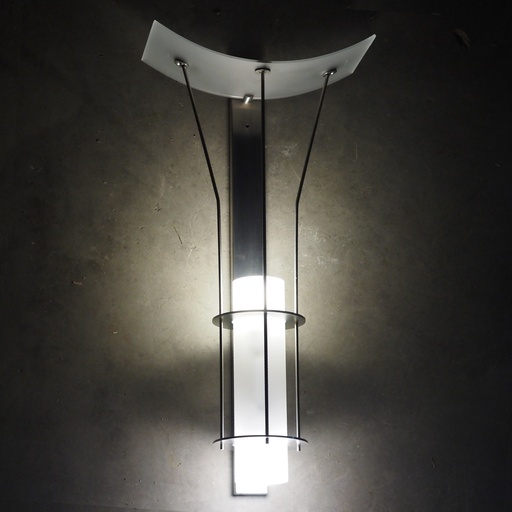 [999LIG1397] Wall sconce in stainless steel with frosted glass diffusers