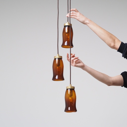 [334LIG013] Cascade hanging light 'Tilda' with handmade glass lampshades from Emery&Cie - Amber
