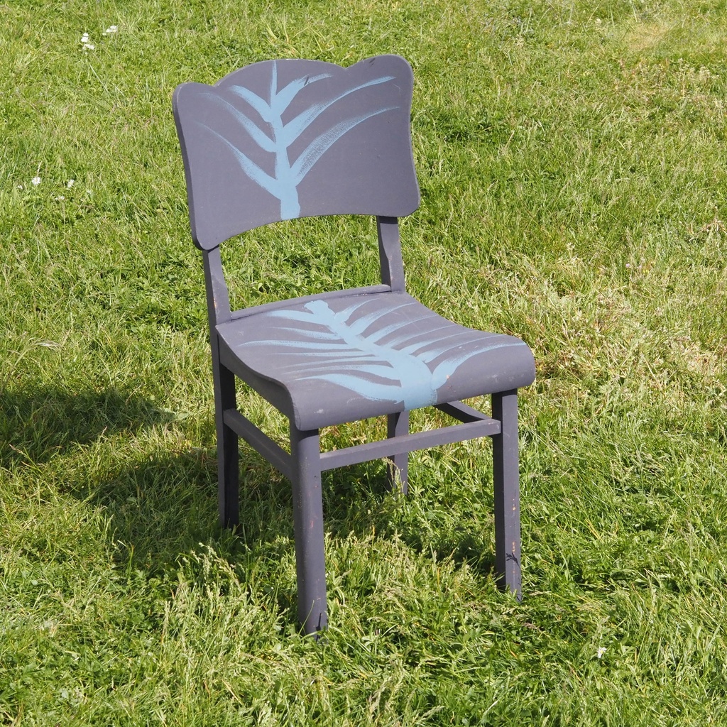 [334FUR003] Handpainted wooden chair by Agnès Emery