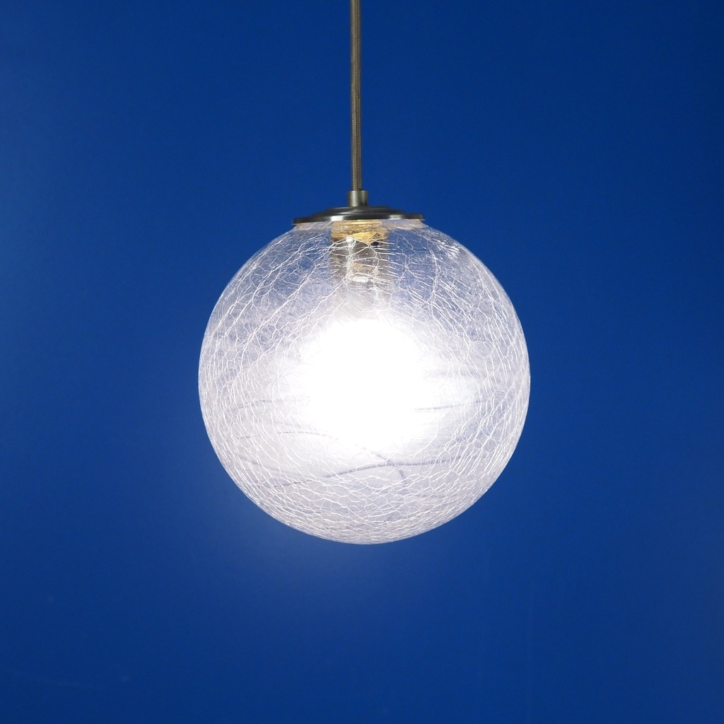 [999LIG1399] Hanging light 'Jasper' in clear crackled glass