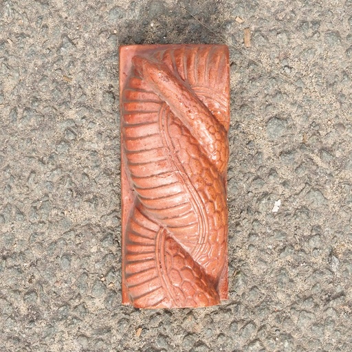 [334CLA041] Embossed handmade frieze in glazed terracotta by Emery&Cie (13,5 x 6 cm) - Snake (right)