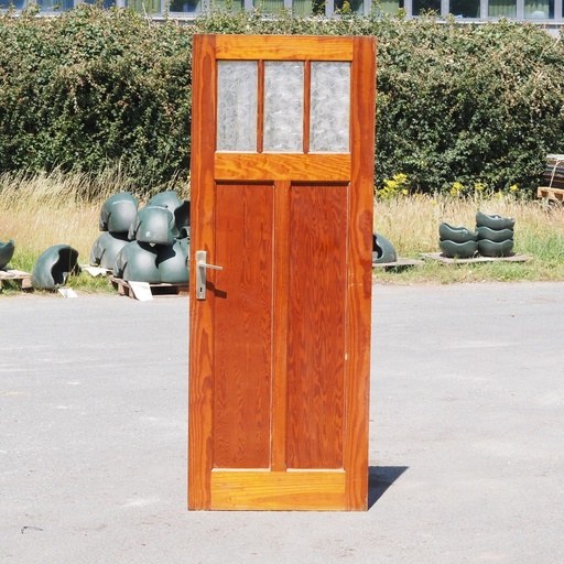[999DOP1034] Door in varnished solid pine with textured glass panels (H. 216 x W. 82,7 cm) - Left