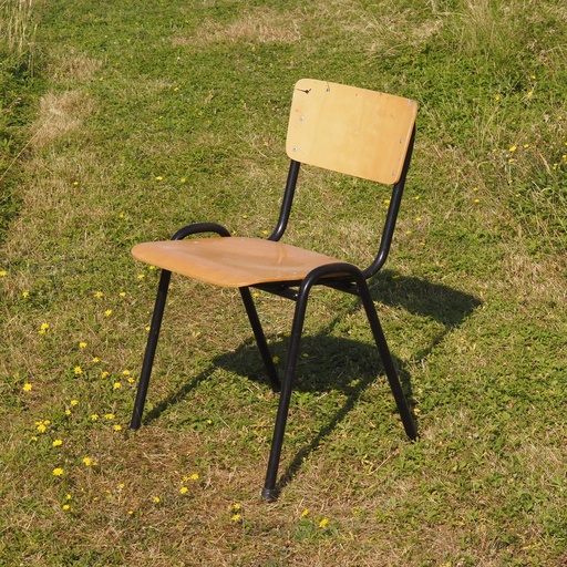 [999FUR1519] School chair in beech plywood and black lacquered steel