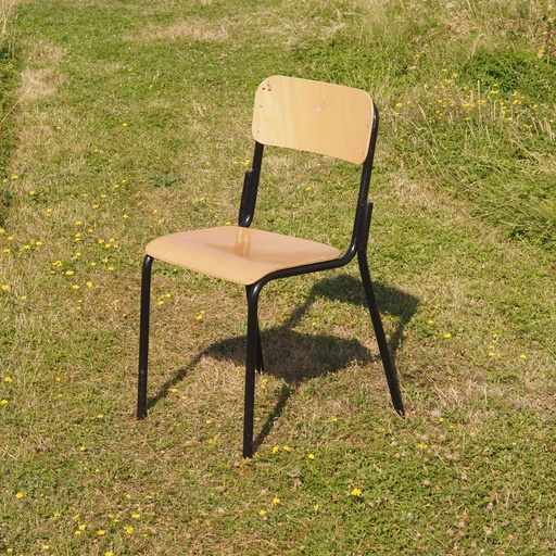 [999FUR1522] School chair in plywood and black lacquered steel