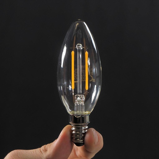 [4099854478079] Bulb - OSRAM Classic Energy+ LED E14 Candle B35 Clear 2.5W 470lm 2700K, Dimmable (New)