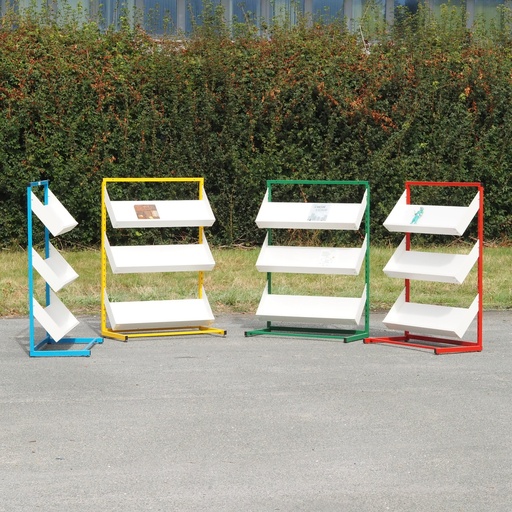Library slanted display in powder coated steel (H. 145 x L. 104 cm)