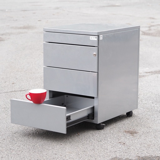 [972FUR006] Drawer unit in grey lacquered steel (H. 63 cm)