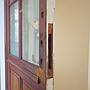Door in varnished & painted solid wood and texture glass (H. 227 x W. 88.5 cm) - Left