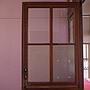 Solid wooden door with textured glass panels from Ixelles City Hall (H. x W. cm) -