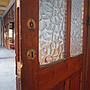 Solid wooden door with textured glass panels from Ixelles City Hall (H. 269 x W. 79,5 cm) - Left