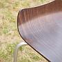 Bar stool with plywood seat and steel legs