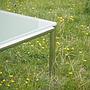 Coffee table with glass top and chromed aluminium base