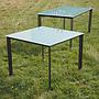 Square table in steel with frosted glass top by Odile Decq (90 x 90 cm)