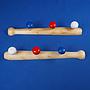 Coat hook 'Baseball' in pine with 3 painted nuts (L. 39 cm)