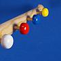 Coat hook 'Baseball' in pine with 4 painted nuts (L. 44 cm)