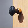 Cabinet knob in black porcelain and brass