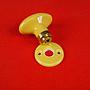 Door knob in brass and Limoges porcelain with key rosettes - Yellow