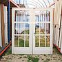 Double door in varnished solid wood with glass panels (H. 238 cm x W. 205 cm) - Right