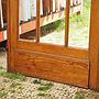 Double door in varnished solid wood with glass panels (H. 238 cm x W. 205 cm) - Right
