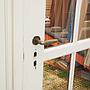 Double door in varnished solid wood with glass panels (H. 238 cm x W. 205 cm) - Right