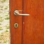 Wooden door with hammered glass panel (H. 205 cm x W. 91 cm) -