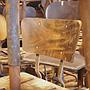 Batch of 12 industrial chairs in steel with plywood seat (B-quality)