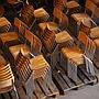 Stackable school chair with chromed steel legs